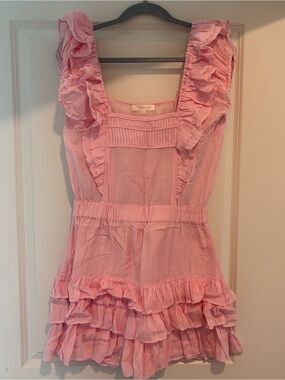 LoveShackFancy Pink Ruffle Mini Dress